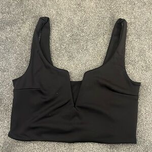 v neck black crop top